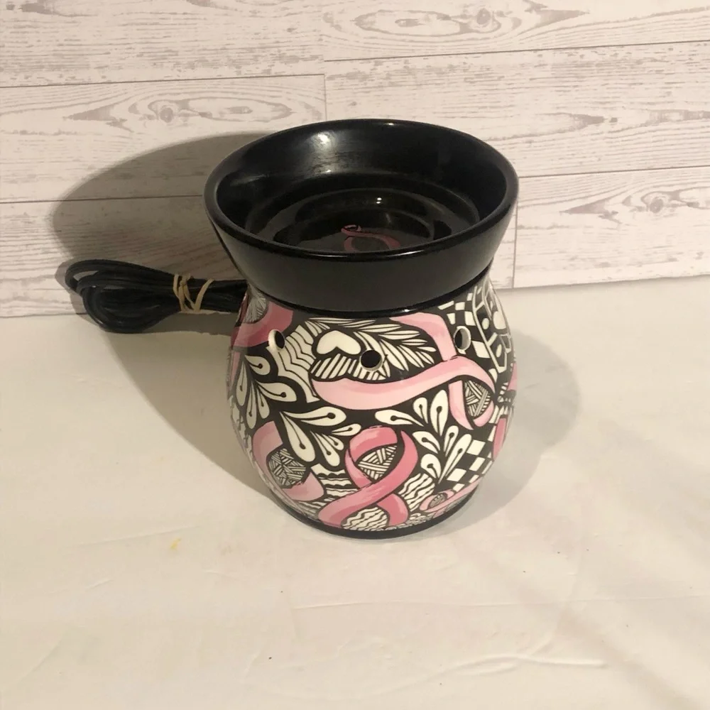 Scentsy Ribbons Of Hope Retired Wax Warmer Full Size Breast Cancer Awareness